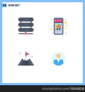 4 Universal Flat Icons Set for Web and Mobile Applications computing, mountain, storage, cart, personal Editable Vector Design Elements