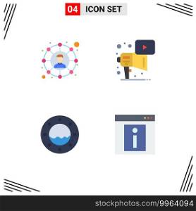 4 Universal Flat Icons Set for Web and Mobile Applications connections, porthole, share, megaphone, contact Editable Vector Design Elements