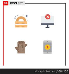 4 Universal Flat Icons Set for Web and Mobile Applications drawing, monitor, ruler, devices, timber Editable Vector Design Elements