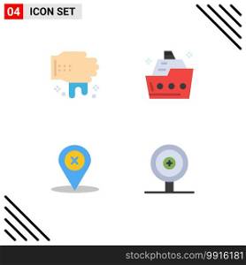 4 Universal Flat Icons Set for Web and Mobile Applications hand, navigation, cruise, ship, delete Editable Vector Design Elements