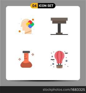 4 Universal Flat Icons Set for Web and Mobile Applications human, chemical, puzzle, furniture, laboratory Editable Vector Design Elements
