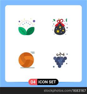 4 Universal Flat Icons Set for Web and Mobile Applications leaves, ball, relax, christmas, sport Editable Vector Design Elements