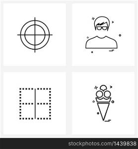 4 Universal Icons Pixel Perfect Symbols of aim, border, target, profile, inside Vector Illustration