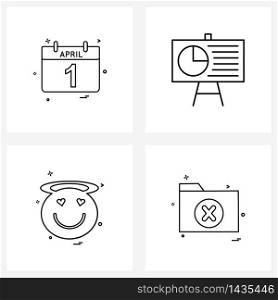 4 Universal Icons Pixel Perfect Symbols of April; emoji; labour day; presentation; emotion Vector Illustration