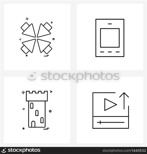 4 Universal Icons Pixel Perfect Symbols of arrow, fort, zoom out, android, play Vector Illustration