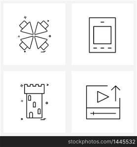 4 Universal Icons Pixel Perfect Symbols of arrow, fort, zoom out, android, play Vector Illustration