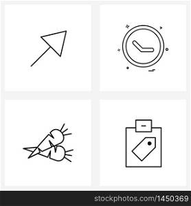 4 Universal Icons Pixel Perfect Symbols of arrow, meal, up, interface , clipboard Vector Illustration