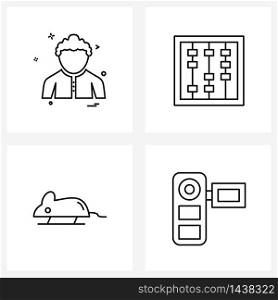 4 Universal Icons Pixel Perfect Symbols of avatar, mouse, human, toy, pets Vector Illustration