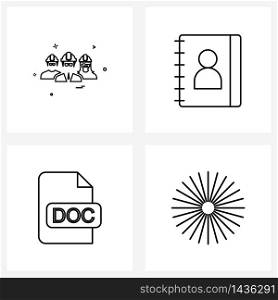 4 Universal Icons Pixel Perfect Symbols of avatar, support, group , book, file Vector Illustration