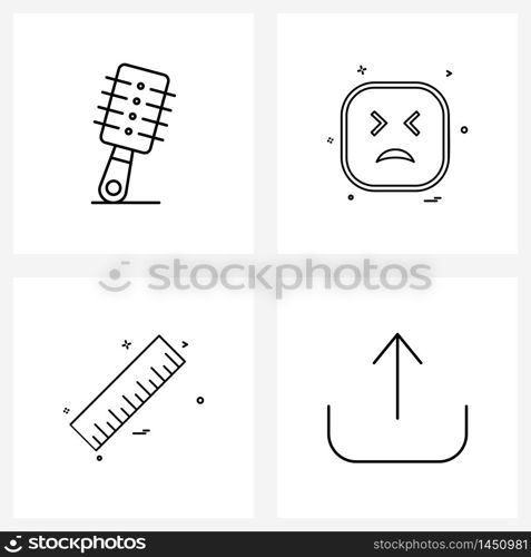 4 Universal Icons Pixel Perfect Symbols of beauty, cosmetic, emote, scale Vector Illustration