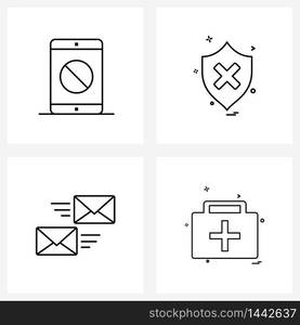 4 Universal Icons Pixel Perfect Symbols of blocked, message, phone, locked, sms Vector Illustration