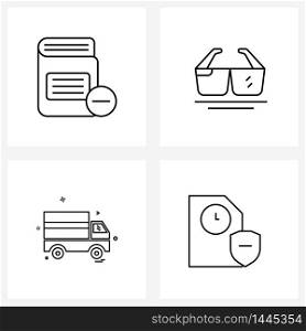 4 Universal Icons Pixel Perfect Symbols of book, travel, remove, Google, transport Vector Illustration