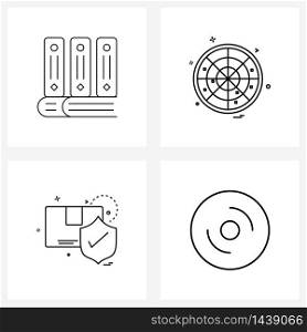 4 Universal Icons Pixel Perfect Symbols of books, shield , literature, focus, cd Vector Illustration
