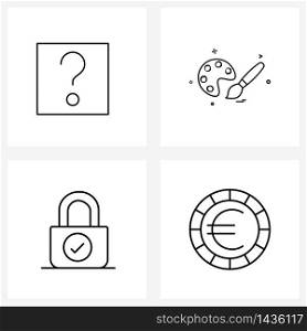 4 Universal Icons Pixel Perfect Symbols of box; secure; paint; painting; euro Vector Illustration