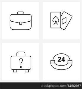 4 Universal Icons Pixel Perfect Symbols of briefcase, mark, poker, bag, telephone Vector Illustration