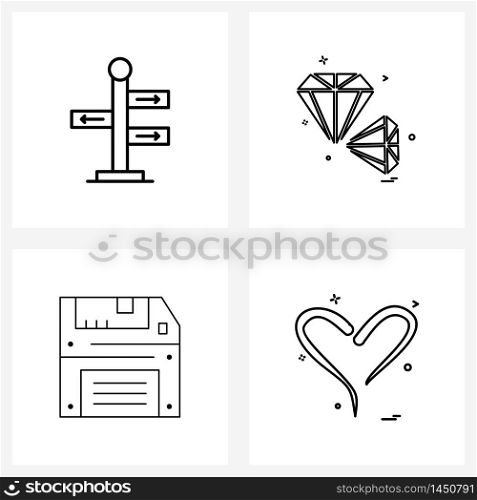 4 Universal Icons Pixel Perfect Symbols of celebration, file, sign, precious, save Vector Illustration