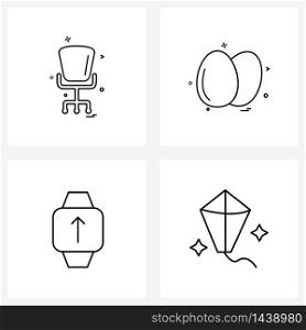4 Universal Icons Pixel Perfect Symbols of chair, watch, medical, eggs, timer Vector Illustration