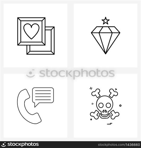 4 Universal Icons Pixel Perfect Symbols of Choco; communication; love; stone; receiver Vector Illustration