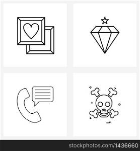 4 Universal Icons Pixel Perfect Symbols of Choco; communication; love; stone; receiver Vector Illustration