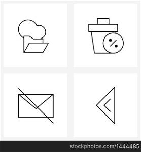 4 Universal Icons Pixel Perfect Symbols of cloud, mail, file, trash, arrow Vector Illustration
