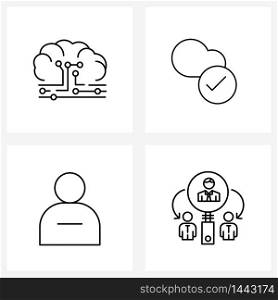 4 Universal Icons Pixel Perfect Symbols of cloud setting, user, cloud, tick, business Vector Illustration