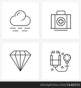 4 Universal Icons Pixel Perfect Symbols of cloud, stone, aid, first aid, healthcare Vector Illustration