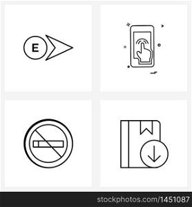 4 Universal Icons Pixel Perfect Symbols of compass, no smoking, map, mobile , travel Vector Illustration