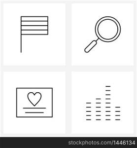 4 Universal Icons Pixel Perfect Symbols of country, audio, search, card, music Vector Illustration