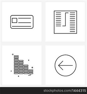 4 Universal Icons Pixel Perfect Symbols of credit card, chart, bank, column, arrow Vector Illustration
