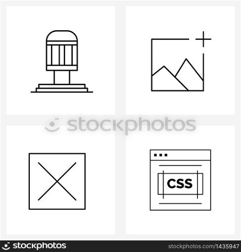 4 Universal Icons Pixel Perfect Symbols of decorative; delete; light; image; css Vector Illustration
