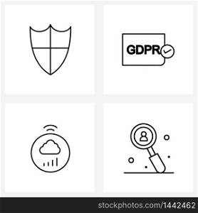 4 Universal Icons Pixel Perfect Symbols of estate, smart, security, protection, thermostat Vector Illustration