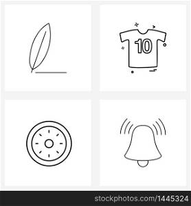 4 Universal Icons Pixel Perfect Symbols of feather, fruit, write, football, game Vector Illustration