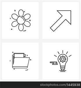 4 Universal Icons Pixel Perfect Symbols of flower, folder, pleasant, up, file Vector Illustration