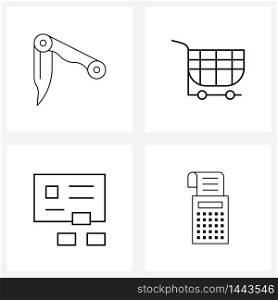 4 Universal Icons Pixel Perfect Symbols of foldable, credit, knife, shopping, debit Vector Illustration