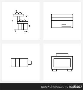 4 Universal Icons Pixel Perfect Symbols of gift, simple, atm, withdrawal, suitcase Vector Illustration