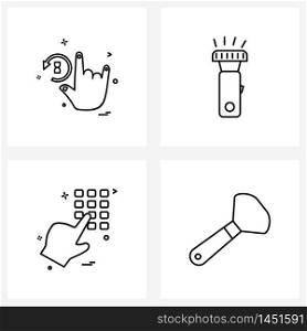 4 Universal Icons Pixel Perfect Symbols of hand, hand, action, light, women Vector Illustration