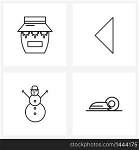 4 Universal Icons Pixel Perfect Symbols of hut, festival, arrow, snowman, mri Vector Illustration