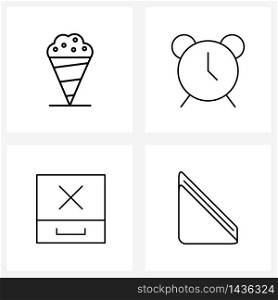 4 Universal Icons Pixel Perfect Symbols of ice, drawer, cone, time, slice Vector Illustration