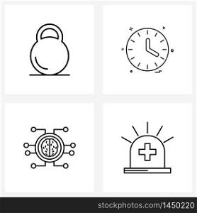 4 Universal Icons Pixel Perfect Symbols of medical, brain circuit, healthcare, day, ic Vector Illustration