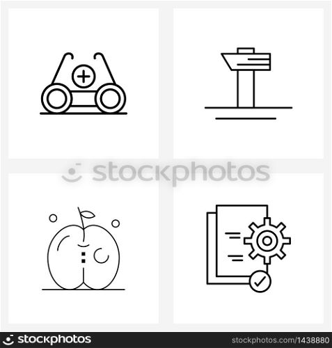 4 Universal Icons Pixel Perfect Symbols of medical, supermarket, glasses, essentials, setting Vector Illustration