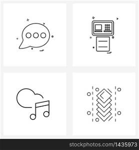 4 Universal Icons Pixel Perfect Symbols of message; storage; sms; bank; layer Vector Illustration