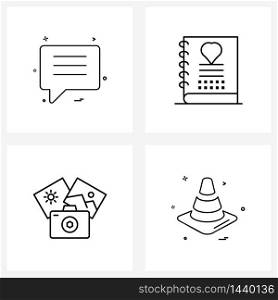 4 Universal Icons Pixel Perfect Symbols of messages, wedding, sms, book, photo Vector Illustration