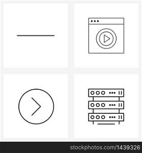 4 Universal Icons Pixel Perfect Symbols of minus, forward, web, player, server Vector Illustration