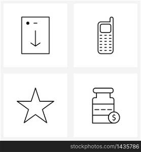 4 Universal Icons Pixel Perfect Symbols of mobile, rate, down, telephone, medical Vector Illustration
