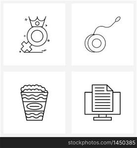 4 Universal Icons Pixel Perfect Symbols of mothers day, popcorn, mother, yo, food Vector Illustration