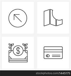 4 Universal Icons Pixel Perfect Symbols of navigation, currency, left, location, growth Vector Illustration