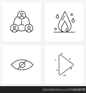 4 Universal Icons Pixel Perfect Symbols of networking, security, communication, natural, arrow Vector Illustration