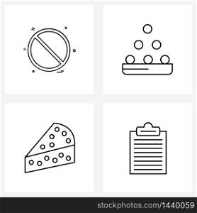 4 Universal Icons Pixel Perfect Symbols of not allowed, bistro, cancel, delicacy, food Vector Illustration