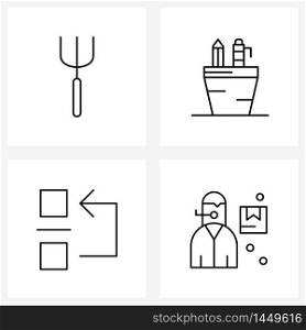 4 Universal Icons Pixel Perfect Symbols of rake, arrow, plant, pencil case, up Vector Illustration