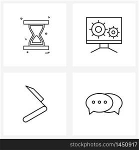 4 Universal Icons Pixel Perfect Symbols of sand clock, eraser, pointer, player, barber Vector Illustration